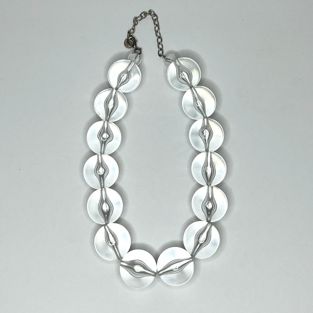 Clear Lucite Bead Ball Necklace